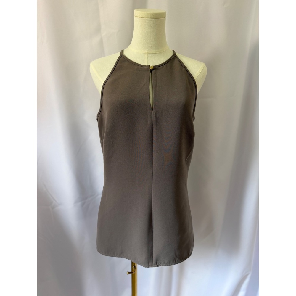 Chic Banana Republic Halter Top Taupe Keyhole Neck Side Zip Sleeveless Size 6